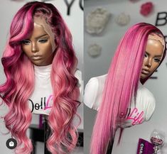 Custom Made 100% Brazilian Hair Pink Colored Lace Frontal - Etsy Lux Hair, Brazilian Hair Wigs, Creative Hair Color, Human Virgin Hair, Hair Colours, Full Lace Wig, Lace Frontal Wig, Black Girls Hairstyles, Brazilian Hair