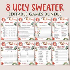 the 15 ugly sweater printable games bundle