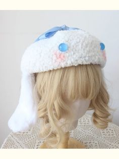 Sanrio Cinnamoroll Beret/Hairclips Sanrio Outfits, Sanrio Clothes, Chubby Puppies, Kawaii Hat, Sanrio Fashion, Double Ponytail, Mask Cute, Sanrio Cinnamoroll, Pink Cheeks