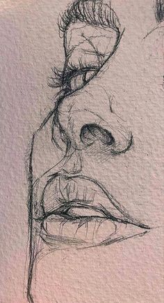 a drawing of a man's face with his mouth open