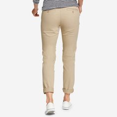 Women's Stretch Legend Wash Pants - Boyfriend | Eddie Bauer Spring Slim Fit Bottoms With 5-inch Inseam, Solid Slim Fit Tapered Leg Bottoms, Fitted Cotton Pants With 5-inch Inseam, Casual Fitted Ankle-length Pants, Comfortable Fitted Cotton Bottoms, Everyday Mid-rise Bottoms With Comfort Waistband, Fitted Casual Ankle-length Pants, Fitted Ankle-length Casual Pants, Slim Fit Cotton Bottoms