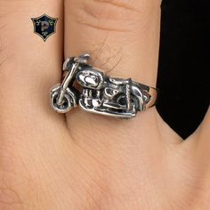 Motorcycle Ring, 925K Sterling Silver, Biker Style Ring, Unisex Vintage Silver, Handmade Silver Ring ✦ Details ✦ * Material: 925 Sterling Silver * Weight: 6,00 grams * Sides oxidized. * Stamp: 925 * Available sizes; 5 US to 16 US. Contact me if you need any other size! ✦ Shipping ✦ * Processing time: 1-3 business days. * This item ships from my Turkish workshop in Istanbul. * Add your phone number in address box for a smoother delivery. That makes courier personnel's job easier.  ✦ Packaging ✦ * Silver Stainless Steel Biker Jewelry, Silver Stainless Steel Jewelry For Biker Events, Biker Style Sterling Silver Jewelry For Biker Events, Silver Biker Jewelry As A Gift, Handmade Silver Ring, Biker Rings, Luxury Gift Box, Silver Rings Handmade, Biker Style