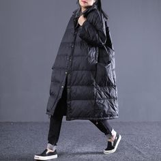 Loose large size long paragraph large pocket down jacket Women Winter Coat, Women's Puffer Coats, Long Paragraphs, Long Down Coat, Winter Puffer Coat, Cute Coats, Long Puffer Coat, Duck Down Jacket, Long Winter Coats