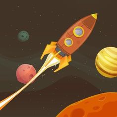 an image of a space shuttle in the sky with planets around it royalty illustration stock illustration