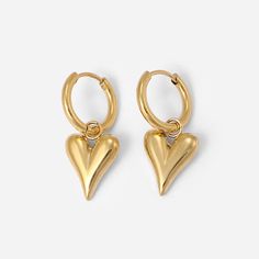 Heart Hoop Earrings - Women's Earrings - Someone & HerOwn Cheap Gold Minimalist Heart Earrings, Tennis Jewelry, Layered Pearl Necklace, Gold Heart Earring, Heart Hoop Earrings, Mens Items, Layered Bracelets, Effortless Look, Dainty Earrings