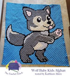 Cute little baby wolf afghan done in corner to corner. All patterns include the graph and written row by row color counts. Pattern available at: https://thecrochetcouch.com/kids-afghans/wolf-baby-kids Yarn Bobbins, Crochet Wolf, Crochet Pattern Written, C2c Crochet Pattern, C2c Graph, Bobble Stitch Crochet, Black And White Words, Website Photos, Graph Crochet