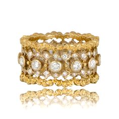 11515-buccellati-wedding-band-1960s Bucellatti Ring, Luxury Yellow Gold Diamond Filigree Ring, Luxury Gold Diamond Filigree Ring, Gold Filigree Ring With Brilliant Cut In Luxury Style, Luxury Filigree Ring With Prong Setting, Buccellati Rings, Buccellati Jewelry, 1960s Wedding, Estate Diamond Jewelry