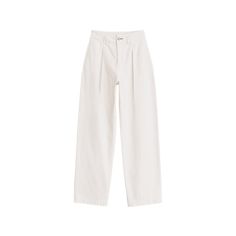 Rag & Bone straight-leg trousers with a pleated front in white denim Side seam pockets; single back patch pocket High rise Loose fit Full length Button/zip fly; belt loops Cotton Machine wash cold Imported White Jeans With Belt Loops For Fall, White Casual Jeans With Belt Loops, White Straight Leg Bottoms With Belt Loops, Classic White Wide Leg Pants With Welt Pockets, White Classic Wide Leg Pants With Pockets, Classic White Wide Leg Pants With Pockets, White Straight Leg Pants With Welt Pockets, White Straight Leg Pants With Belt Loops, High Waist White Bottoms With Welt Pockets