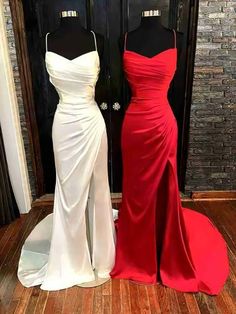 Sheath/Column Elastic Woven Satin Ruched Spaghetti Straps Sleeveless Sweep/Brush Train Dresses  If you like, you can save and click to enter the purchase page. Shipping worldwide and Free Shipping. 10% OFF OVER $90+ CODE: BLFANS Bridesmaid Dresses Satin, Sweep Train Prom Dress, Semi Dresses, Sweetheart Bridesmaids Dresses, Dark Red Dresses, Insta Poses, Year 8, Prom Dresses With Pockets, Red Dresses Classy