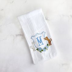 Make your doodles the attention they deserve by featuring them on a personalized watercolor crest with two adorable goldendoodles and beautiful blue hydrangeas!  Perfect for parents of labradoodles and bernadoodles, too! Made of 100% cotton, these "flour sack" tea towels are made out of fabric that is woven in a diagonal fashion, making it easier for the fabric to dry and perfect for the kitchen! A tea towel gift is my go to gift so get one for a friend, too! Size: 28" x 28" Material: 100% Cotton; flour sack towels are highly absorbent, long-lasting, and dry quickly Care: Machine Wash Cold; Tumble Dry Low Heat Meet the Artist Hi! I'm Abbie and I am an artist from Southwest Georgia. The Crafted Bee Co. started out in my college bedroom in 2017 as fun hobby, but fast forward to now, a couple Watercolor Crest, Blue Hydrangeas, You Doodle, Tea Towel Gift, Flour Sack Tea Towels, Fun Hobbies, Flour Sack Towels, Design Jobs, Custom Hand Painted