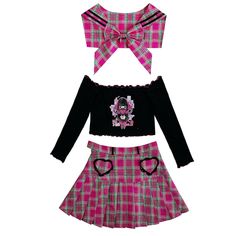 Lolita Kawaii Plaid High Waist Pleated Sailor JK Uniform Suits MM0639 - KawaiiMoriStore Kawaii Swimsuit, Dark Academia Clothing, Anime Lingerie, Jk Uniform, Cottagecore Fashion, Kawaii Dress, Sailor Collar, Maid Dress, Princess Style