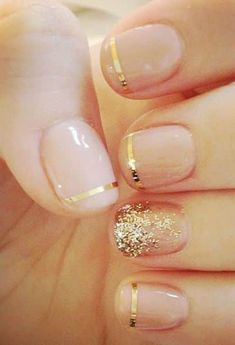 Nail Art Noel, Wedding Manicure, Gold Glitter Nails, Easy Nails, Her Nails, Bohol, Nagel Inspo, Short Nail Designs, Rocker Chic