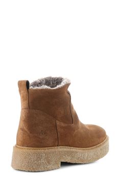 Bring cozy style to winter looks with a suede bootie that offers waterproof protection and insulated warmth with wool and faux-fur lining. Waterproof: protects against rain, puddles and slush to keep feet dry in wet conditions 1 3/4" heel; 1" platform 4 1/2" shaft Pull-on style Memory foam cushioning Temperature rated to -13°F/-25°C Leather upper/wool and faux-fur lining/rubber sole Made in Portugal Winter Waterproof Boots With Suede Lining And Round Toe, Winter Waterproof Boots With Suede Lining, Waterproof Suede Winter Boots, Waterproof Suede Boots For Winter, Casual Waterproof Boots With Suede Lining For Winter, Winter Waterproof Ankle Boots With Suede Lining, Rugged Winter Waterproof Boots With Suede Lining, Winter Ankle Waterproof Boots With Suede Lining, Rugged Waterproof Boots With Suede Lining For Winter