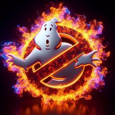 a ghost with fire around it in the shape of an o - neck and arms