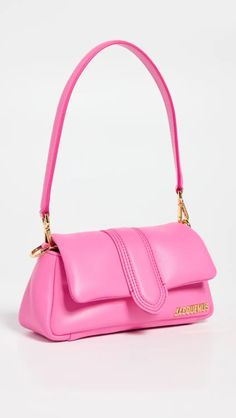 Jacquemus Le Petit Bambimou Bag | Shopbop Designer Pink Crossbody Flap Bag, Designer Pink Flap Shoulder Bag, Designer Pink Shoulder Flap Bag, Modern Pink Flap Shoulder Bag, Modern Pink Satchel Flap Bag, Luxury Pink Flap Bag, Designer Pink Leather Flap Bag, Trendy Pink Bags With Logo Hardware, Trendy Pink Shoulder Bag With Logo Hardware