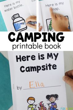 the camping printable book for kids is shown