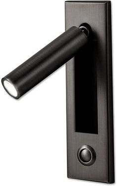 a black door handle with a light on it