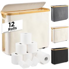 several rolls of toilet paper next to each other