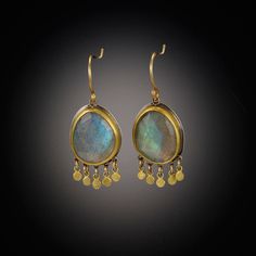 Labradorite Earrings with 22k Gold Fringe French Houses, Aqua Earrings, Roman Jewelry, Ruby Earrings Studs, Gold Diamond Earrings Studs, Gold Diamond Studs, Geode Earrings, Gold Fringe