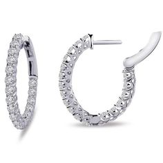 These inside out hoop earrings are set with Lafonn's signature Lassaire simulated round cut diamonds in sterling silver bonded with platinum. Same day shipping Includes earring box Earrings measure 20 X 16mm and are oval in shape Ships fully insured to point of delivery All orders placed out of NY state (ordered by an out of state resident) are tax free Oval Hoop Earrings In Diamond White With Brilliant Cut, Elegant Oval Hoop Earrings With Halo Design, Diamond White Oval Hoop Earrings With Prong Setting, Diamond White Oval Hoop Earrings For Formal Occasions, Classic Diamond Huggie Earrings With Halo, Oval Diamond White Hoop Earrings Fine Jewelry, Oval Hoop Earrings With Brilliant Cut For Formal Occasions, Oval Cubic Zirconia Hoop Earrings With Halo Design, Oval Brilliant Cut Hoop Earrings For Formal Events