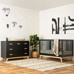 The modern Soho 5-drawer Dresser’s classic style pairs perfectly with the Soho 3-in-1 Crib, or adds a pop of mid-century style to any room on its own.

Safe, stable, and strong, with sturdy angled legs and solid wood handles, forged steel support, and a baby-safe painted finish. #nurseryfurniture #dresser #crib #nurseryinspo Boys Nursery Black Dresser, 5 Drawer Dresser, Wood Handles, Nursery Inspiration, Forged Steel, Drawer Dresser, Baby Safe, Mid Century Style, Dresser Drawers