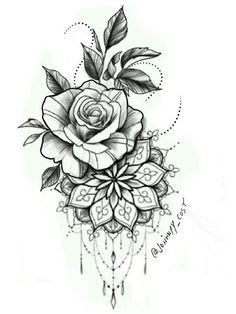 a black and white rose tattoo design