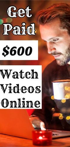 a man sitting in front of a laptop computer with the words get paid $ 600 watch videos online