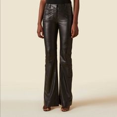 The Signature 'Serge' Pant Is A Sleek, Floor-Grazing Style Reimagined In Lightweight Lambskin Leather With A Mid-Rise Waist And A Bootcut Hemline. Minimal Yet Elegant, It's Detailed Simply With Belt Loops And Jet Front Pockets. Currently Sold On Altuzarra And Net A Porter For $1695 (Tax Not Included) Size Fr 40 Which Equates To A Us 8 Or M New With Tags! Absolutely Stunning/ Luxurious Soft Supple Leather! Wide Leg Leather Bottoms For Evening, Designer Fitted Pants For Work, Evening Wide Leg Leather Pants, Designer Fitted Straight Pants, Designer Fitted Pants For Evening, Designer Fitted Evening Pants, Designer Fitted Evening Bottoms, Luxury Full Length Bottoms For Fall, Luxury Leather Bottoms For Evening