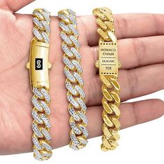 Top Seller for 10k Yellow Gold 11mm Monaco Miami Cuban Link Diamond Cut Pave Chain Bracelet 8 , Jewelry & Watches White Gold Cuban Link Chain Bracelet, Yellow Gold Cuban Link Diamond Bracelet, 14k White Gold Cuban Link Bracelet, Yellow Gold Iced Out Cuban Link Bracelet, Anniversary Cuban Link Curb Chain Bracelet, Yellow Gold Cuban Link Bracelet, Silver 14k Gold Cuban Link Bracelet, Gold Cuban Link Bracelet With Curb Chain For Anniversary, Luxury Gold Cuban Link Bracelet With Curb Chain