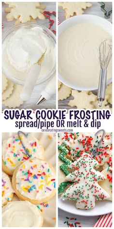 sugar cookie frosting spread with sprinkles or melt and dip for christmas cookies