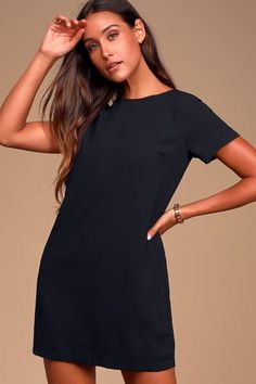 Dresses for Women | Best Women's Dresses Online Sleek Solid Color Mini Dress, Classic Black Mini Dress For Night Out, Classic Black Mini Dress With Short Sleeves, Classic Black Short Sleeve Mini Dress, Classic Dresses For Fall Night Out, Classic Fall Dresses For Night Out, Casual Short Sleeve Bodycon Dress For Evening, Sleek Short Sleeve Bodycon Dress For Spring, Chic Short Sleeve Mini Dress For Fall