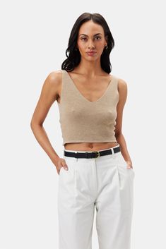 Finn Crop Tank - Light Oatmeal Summer Checklist, Cardigan Sweater Coat, Jumpsuit Skirt, Oatmeal Color, L And Light, Denim Pant, Sweater Coats, Layering Pieces, Crop Tank