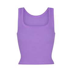 COTTON RIB TANK | ULTRA VIOLET Length Check, Purple Tops, Purple Tank Top, Long Tank, Purple Tank, Neck Stretches, Cotton Leggings, Purple Top, Ribbed Tank Tops