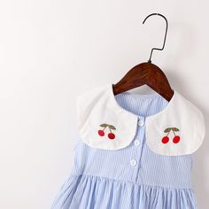 This Baby Girl Cherry Embroidery Dress is absolutely poppin'! The timeless color blocking lapel design will make your little cutie totally stand out. She'll be the cherry on top of any event! COLOR Blue GENDER Baby Girl, Girl MATERIAL Cotton PATTERN Embroidered, Patchwork SEASON Summer SIZE (AGE) 90 (12-24M), 100 (2-3Y), 110 (3-5Y), 120 (5-7Y), 130 (7-8Y), 140 (8-10Y) Cute Collared Summer Dress, Playful Doll Collar Dresses For Spring, Playful Doll Collar Summer Dress, Playful Spring Dress With Doll Collar, Playful Summer Dress With Doll Collar, Spring Dresses With Doll Collar Playful Style, Spring Dresses With Doll Collar In Playful Style, Cute White Collared Dress, Birthday Party Blue