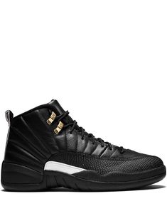 Supplied by a premier sneaker marketplace dealing with unworn, already sold out, in demand rarities. Each product is rigorously inspected by experienced experts guaranteeing authenticity. Inspired by a classic poster graphic from the ad campaign of the original Air Jordan 12, this all-new look released in 2016 features a luxe black leather upper with accents in grey and metallic gold. The clean look will go down as one of the best colorways for the twelfth Air Jordan ever. Classic Jordan Shoes For Streetwear, Luxury High-top Jordan Sports Shoes, Classic High-top Jordan Shoes, Luxury Leather Jordan Shoes For Streetwear, Luxury High-top Jordan Shoes For Streetwear, Classic Jordan Shoes With Contrast Sole For Streetwear, Classic Sneakers With Padded Tongue For Sports, Classic Leather Sneakers With Padded Tongue, Cute Jordans