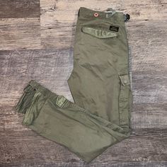 Purchased On Poshmark A Few Weeks Ago, Just A Little Tight On Me, So Moving Them On. Military Style Relaxed Fit Trousers, Military Straight Leg Pants With Pockets, Military Style Straight Leg Pants With Pockets, Military Style Long Pants With Relaxed Fit, Khaki Full-length Pants With Flap Pockets, Khaki Pants With Flap Pockets, Military Style Pants With Tapered Leg And Pockets, Fitted Military Cargo Pants, Khaki Trousers With Belt Loops