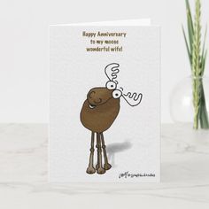 a happy anniversary card with a cartoon character