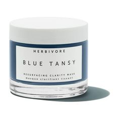 HERBIVORE Blue Tansy BHA & Enzyme Pore Refining Mask 60 mL / 2.02 oz Herbivore Blue Tansy Resurfacing Clarity Mask - 2oz. - A calming gel mask powered by blue tansy, a naturally sourced BHA, and fruit enzymes to visibly clarify skin and minimize pores. This very popular truly natural mask gently and thoroughly cleanses pores with fruit enzymes and white willow bark BHA while soothing with aloe and blue-tansy essential oil for skin that feels energized and refreshed. White Willow Bark Extract dec Essential Oil For Skin, Blue Tansy Essential Oil, White Willow Bark, Natural Mask, Oil For Skin, Herbivore Botanicals, White Willow, Essential Oils For Skin, Blue Tansy