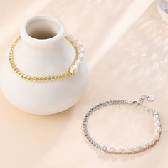 Style: Women Fashion Material: S925 Sterling Silver Pearl Type: Freshwater Pearl Pearl Color: White Pearl Size: 5mm Bracelet Length: 16+3cm Freshwater Pearl Bracelet, Fashion Materials, Pearl Types, Cuban Chain, Pearl Color, Pearl Size, Style Women, Silver Pearls, Pearl Ring