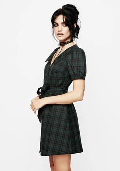 Nightingale Check Collar Mini Shirt Dress – Disturbia Preppy Plaid Short Sleeve Dress, Preppy Mini Dress For Fall, Preppy Dresses For Fall Workwear, Preppy Dresses For Work In Fall, Preppy Fall Workwear Dresses, Preppy Mini Dress For Work, Classic Knee-length Plaid Dress, Plaid Shirt Dress With Button Closure For Daywear, Short Sleeve Plaid Dress For Fall