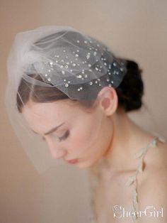 Simple Vintage-Inspired Birdcage Veils Ivory Blusher Veil ACC1087-SheerGirl Birdcage Veil Wedding, Birdcage Veils, Bridal Cap, Veil Length, Veil Headpiece, Veil Styles, Ladies Hair, Short Veil, Blusher Veil