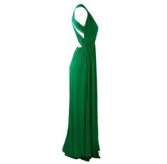 Backless Sleeveless Green V-Neck Maxi Dress Halter Formal Dress, Maxi Dress, Formal Dresses, V Neck, Green