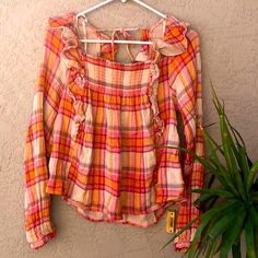 Nwt Free People Tea Combo Top Size-Small Brand-Free People Retail-$118 Pit To Pit 17’ Length-22 1/2 100% Cotton Casual Pink Top For Vacation, Cute Pink Tops For Brunch, Plaid Tops For Beach Outings In Spring, Pink Casual Tops For Spring, Casual Pink Top For Spring, Plaid Tops For Beach And Spring Season, Plaid Tops For Spring, Casual Pink Tops For Brunch, Casual Plaid Tops For Brunch