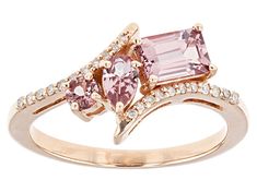 0.92ctw Multi Shape Pink Color Shift Garnet And 0.08ctw Round White Diamond 10k Rose Gold Ring. Measures Approximately 0.73"L x 0.41"W. Pink Diamond Engagement Ring Rose Gold, Pink Diamond Engagement Ring, Pink Engagement Ring, Pink Diamond Ring, Pink Sparkly, Sparkly Things, Rings Diamond, Ring Ideas, Work Inspiration