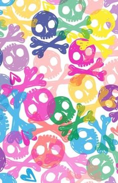 colorful skulls and crossbones on a white background