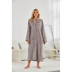 Sleepwear Women's Zipper Front Robe Full Length Duster Color: Brown, Size: S | Bungalow Rose Girl Mid-Calf Bathrobe w / Pockets Polyester, Size 16.0 W in | Wayfair House Night, Rose Girl, Knitting Women, Sleepwear Women, Bungalow Rose, Mid Calf, Front Zipper, Bungalow, Size 16