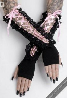 Pink Goth, Bags Makeup, Dark In Love, Pastel Goth Fashion, Lace Gloves