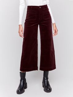 Step into stylish comfort with these corduroy flare pants. The patch pockets and flare leg bring a retro touch to your wardrobe, while the mid-rise waist ensures a flattering fit. Ideal for dressing up or down, these pants are a versatile addition to your closet. Pair them with boots for a chic ensemble or sneakers for a more relaxed vibe. Flare leg Cropped length Stretch corduroy fabric Two front patch pockets and two back patch pockets Mid-rise waist Fall Corduroy Pants With Patch Pockets, Wide Leg Corduroy Pants With Patch Pockets, Flare Corduroy Pants For Fall, Fall Flare Corduroy Pants, Fall Corduroy Flare Pants, Fall Corduroy Wide Leg Pants With Pockets, Fall Velvet Flare Bottoms, Retro Wide Leg Corduroy Bottoms, Retro Corduroy Bottoms For Winter