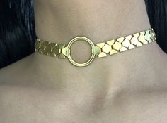 "Gold Chain Choker, Gold Choker Necklace, Links Chain Choker, Flat Chain Choker, O-Ring Choker Necklace, Gold Choker, Chain link choker Gold plated Chain Choker for a more classy and effortless look , I Just love this classic look ! Unless stated otherwise, the length of our chokers band is 11\"-12\" inches and includes a 3\" inches Silver/Gold Plated chain extender attached for extra length up to 14\"-15\" if necessary. If your neck circumference is smaller than 11\" inches (29 cm) please leave Metal Choker For Party, Metal Round Choker For Party, Round Metal Choker For Party, Metal Choker With Clavicle Chain, Adjustable Metal Chain Necklace, Metal Clavicle Chain Choker, Adjustable Metal Choker, Party Round Clavicle Chain Choker, Round Chain Choker As Gift