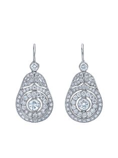 Dazzling Platinum Diamond Earrings For Formal Events, Platinum Pear-shaped Diamond Earrings For Formal Occasions, Platinum Diamond Earrings With Pave Setting For Formal Occasions, Formal Platinum Diamond Earrings With Pave Setting, Luxury Platinum Diamond Earrings With Accents, Luxury Platinum Dangle Diamond Earrings, Formal Teardrop Single Cut Diamond Earrings, White Gold Platinum Bridal Earrings With Brilliant Cut, Elegant Platinum Drop Bridal Earrings